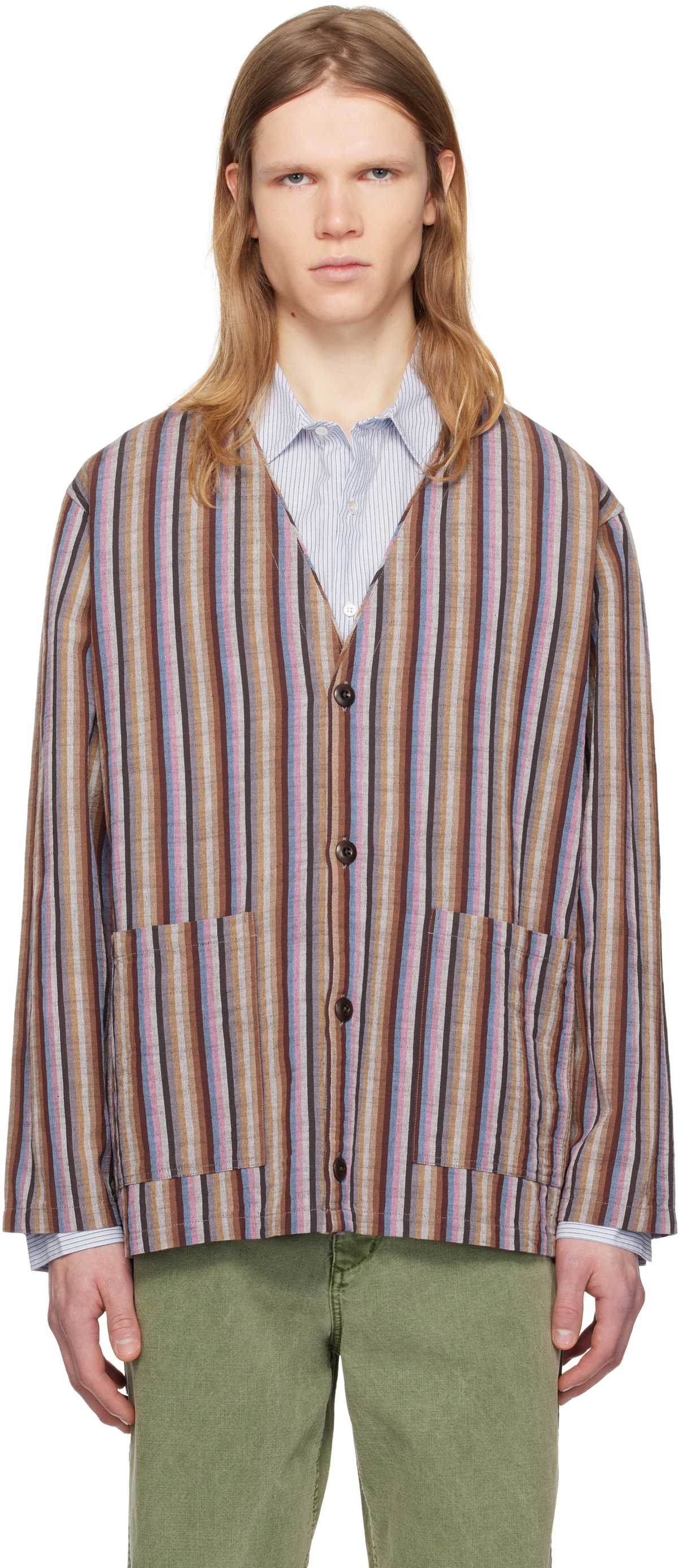 Pilgrim Surf + Supply Men's Kanoa Stripe Knit Cardigan in Red