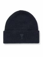 AMI PARIS - Logo-Appliquéd Ribbed Wool Beanie