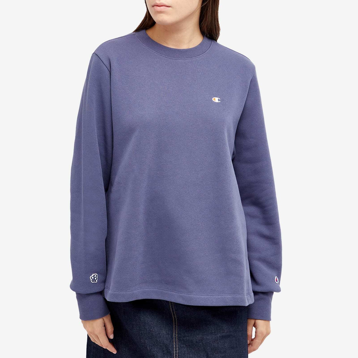 Champion Women's x Beams Boy Crew Sweat in Blue