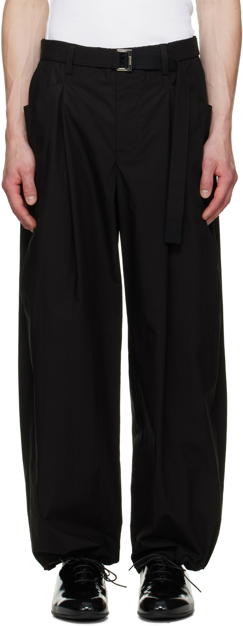 sacai Black Cotton Typewriter Trousers