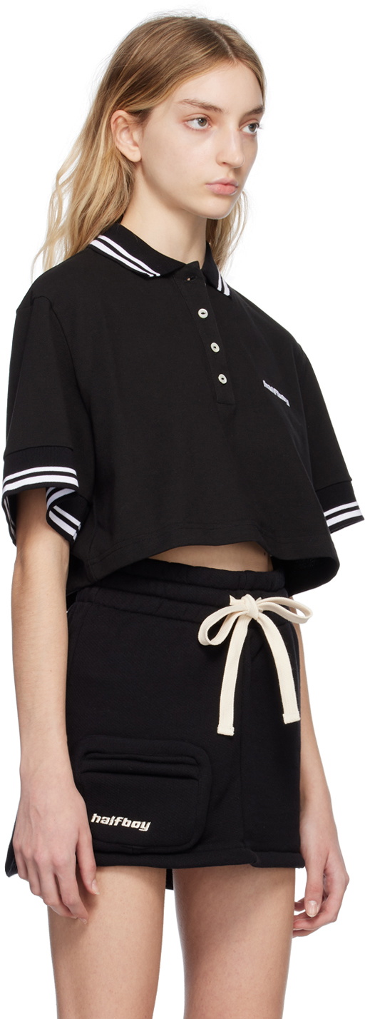 HALFBOY Black Embroidered Polo