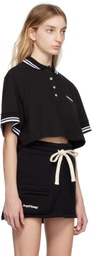 HALFBOY Black Embroidered Polo