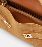 Ferragamo Hug Medium croc-effect suede shoulder bag