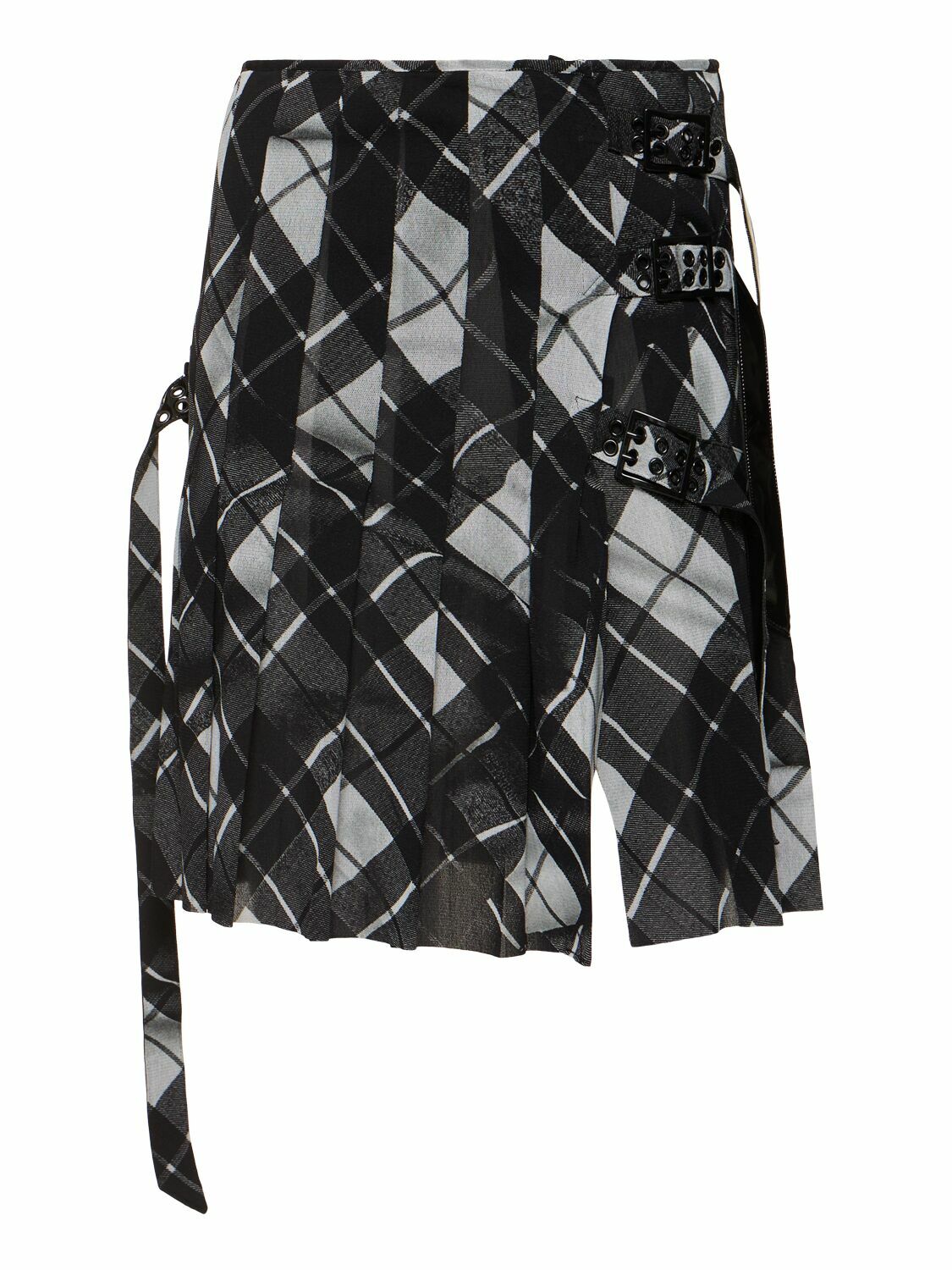 JEAN PAUL GAULTIER Distorted Tartan Printed Mesh Skirt Jean Paul