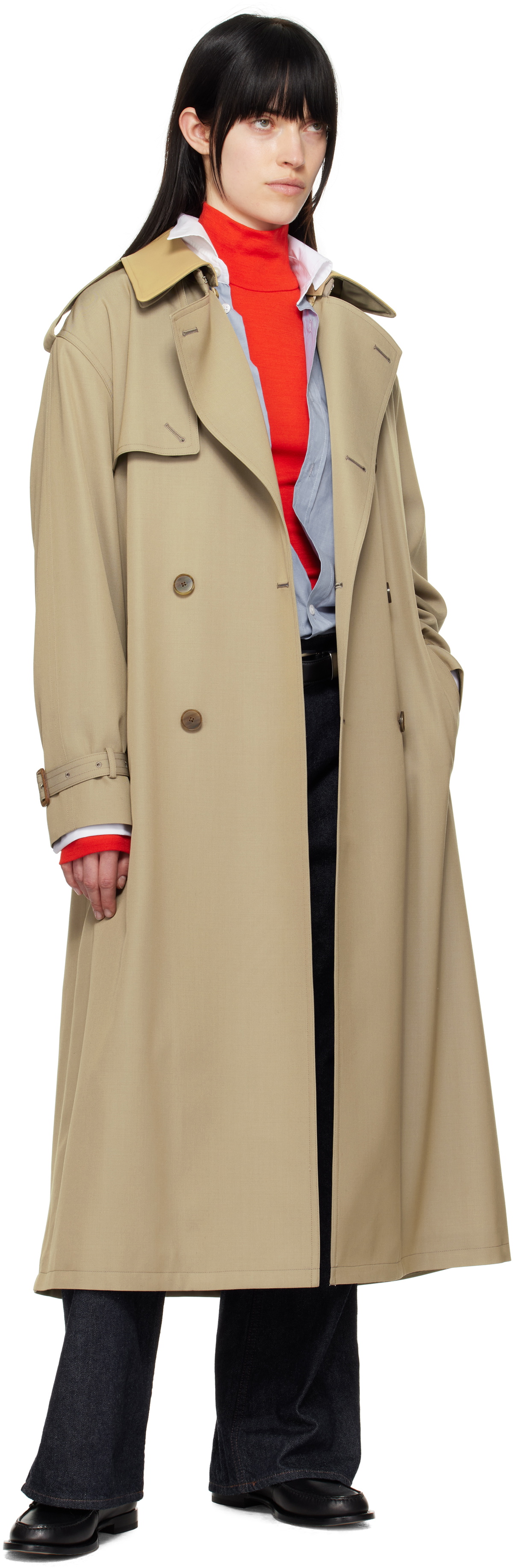AURALEE Beige Light Wool Max Trench Coat