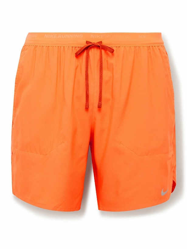 Photo: Nike Running - 2-in-1 Stride Straight-Leg Dri-FIT Ripstop, Mesh and Stretch-Jersey Shorts - Orange