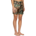 Moncler Green and Brown Camo Swim Shorts