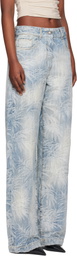 Palm Angels Blue Palms Jacquard Loose Jeans