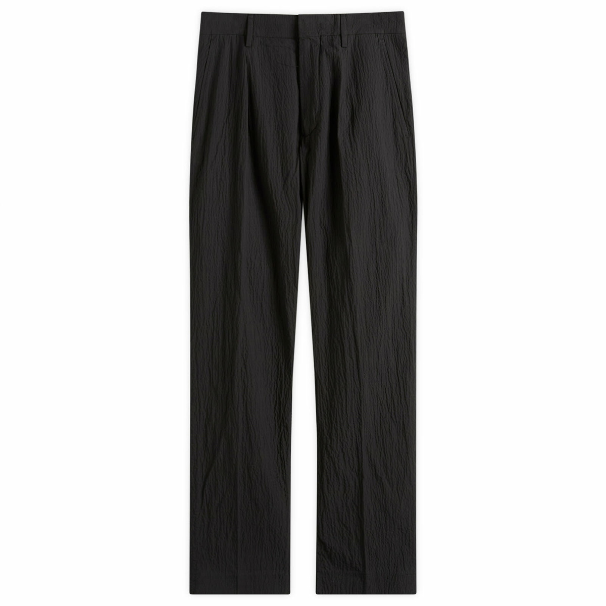 NN07 Men's Bill Pleated Seersucker Trousers in Black NN07