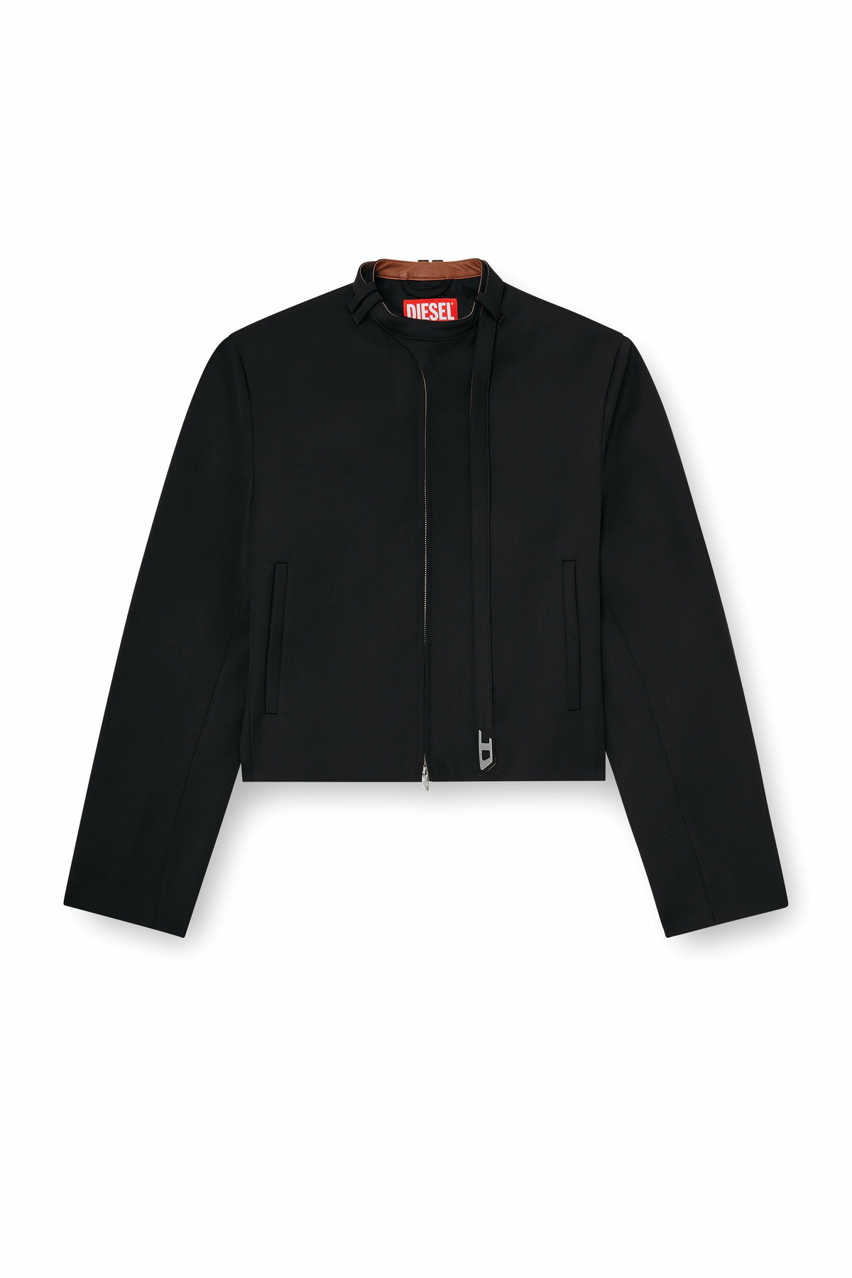 Diesel Tailored jacket with biker neck strap - Jackets Mens in Black