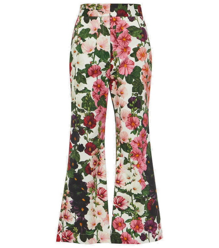 Photo: Oscar de la Renta Floral cropped cotton-blend flared pants