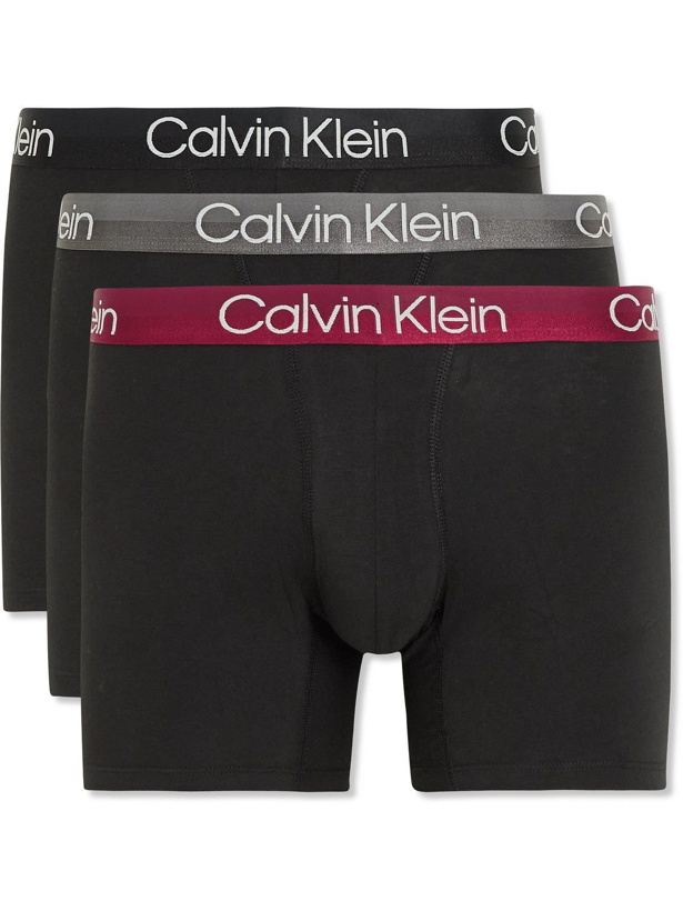 Photo: Calvin Klein Underwear - Three-Pack Cotton-Blend Boxer Briefs - Black