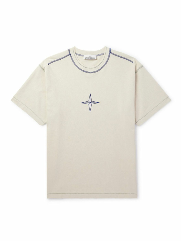 Photo: Stone Island - Logo-Embroidered Cotton-Jersey T-Shirt - White