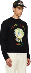 Casablanca Black Character Intarsia Crew Sweater