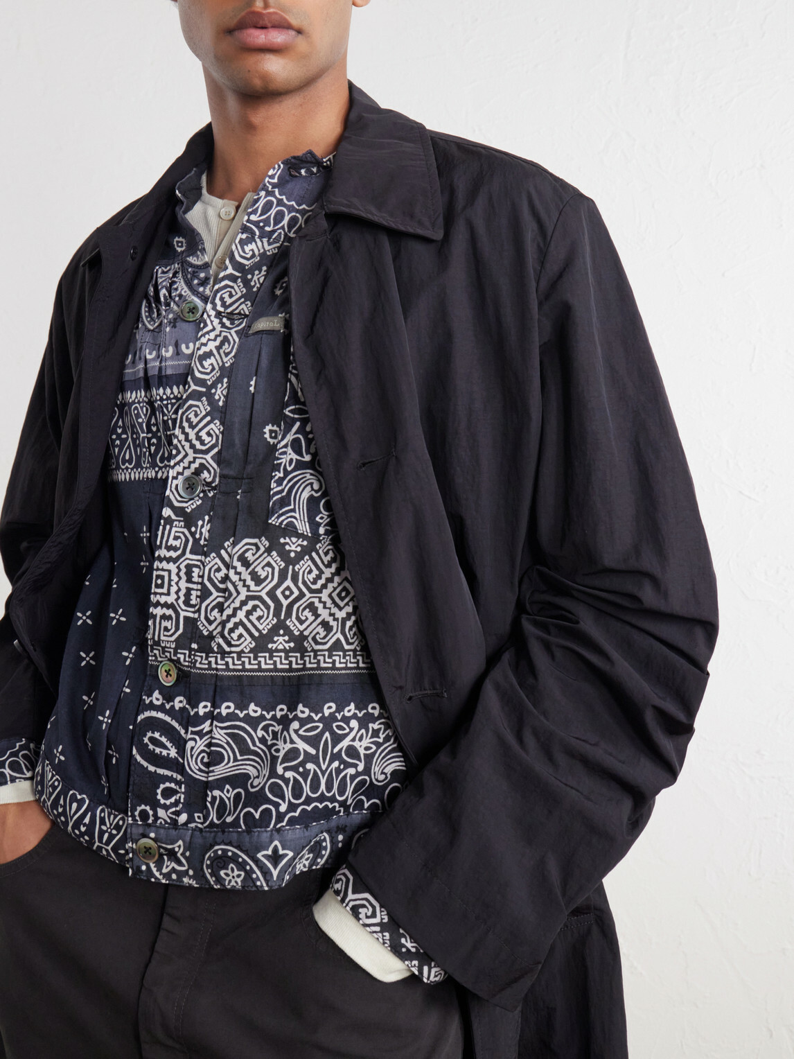 KAPITAL - Bandana-Print Patchwork Cotton Overshirt - Blue