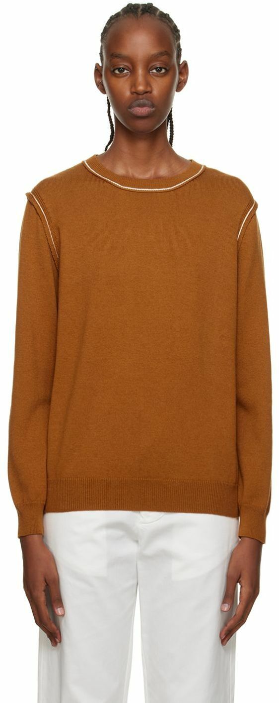 Rosetta Getty Orange Exposed Seams Sweater