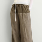 ST. Agni Women's Relaxed Splice Pants in Khaki Pinstripe