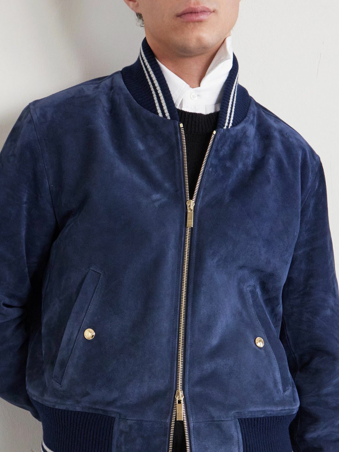 Thom Browne - Suede Blouson Jacket - Blue