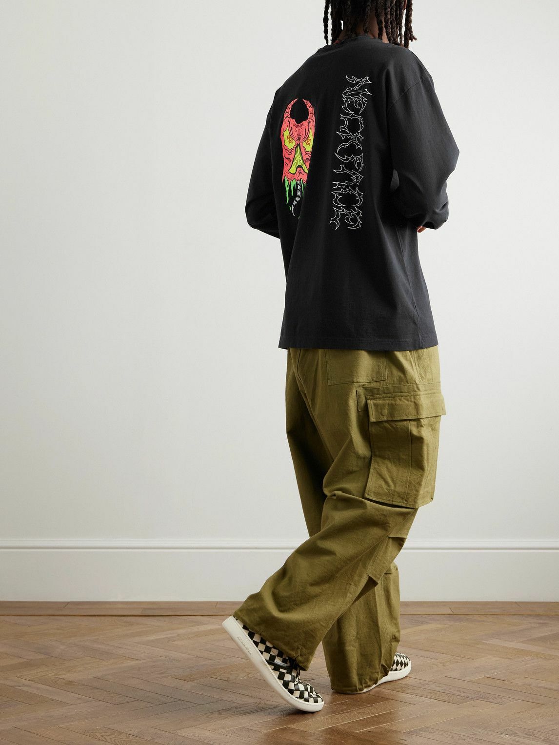 Wacko Maria - Neck Face Logo-Embroidered Printed Cotton-Jersey T-Shirt - Black