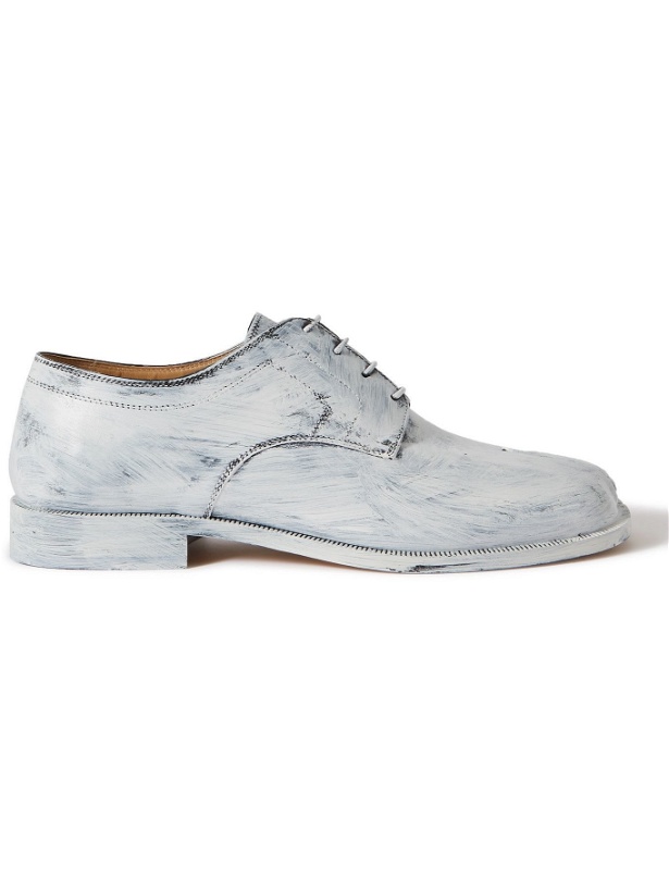 Photo: Maison Margiela - Tabi Split-Toe Painted Leather Derby Shoes - White
