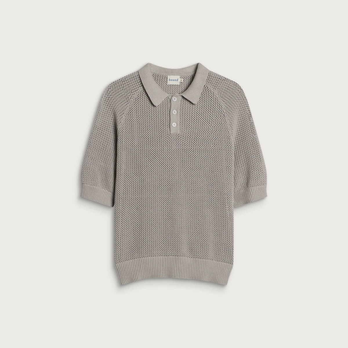 Bound Men's Crochect Knit Polo in Stone