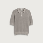 Bound Men's Crochect Knit Polo in Stone