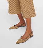 Gucci GG leather-trimmed slingback flats