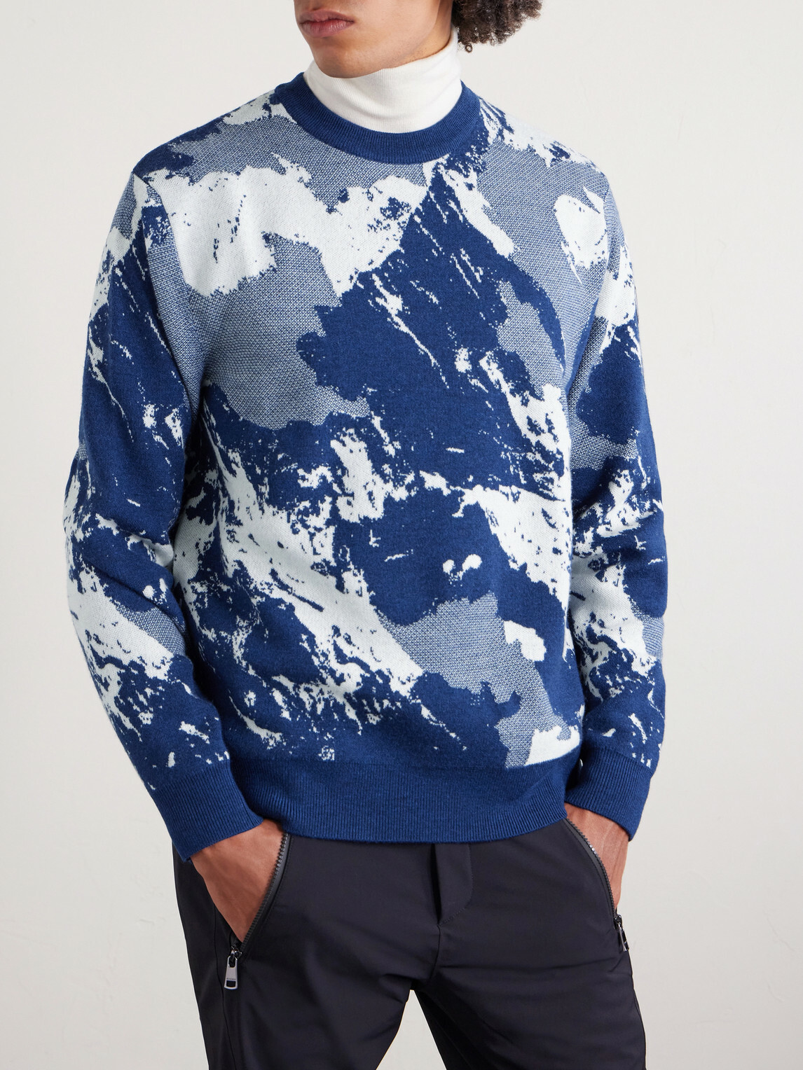 Fusalp - Mountain Logo-Appliquéd Merino Wool-Jacquard Sweater - Blue
