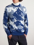 Fusalp - Mountain Logo-Appliquéd Merino Wool-Jacquard Sweater - Blue