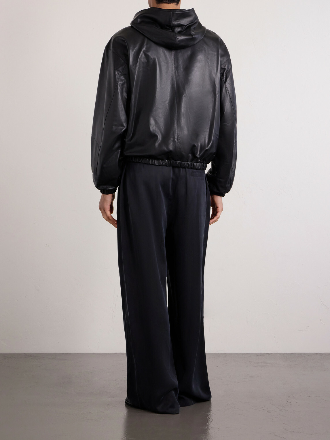 Amomento - Leather Hooded Jacket - Blue