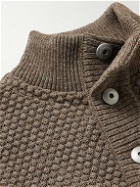 S.N.S. Herning - Angler Honeycomb-Knit Virgin Wool Cardigan - Brown
