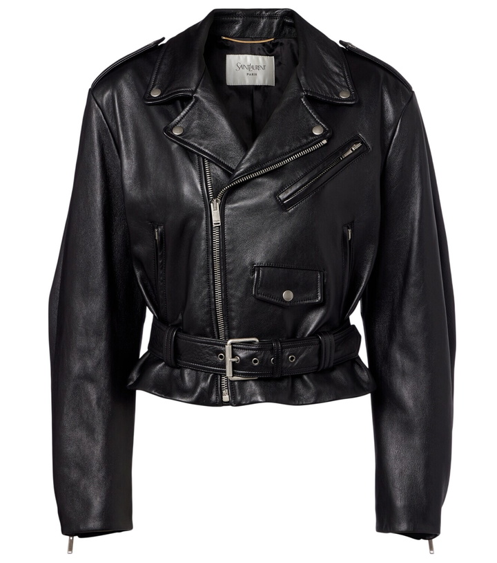 Photo: Saint Laurent Cropped leather biker jacket
