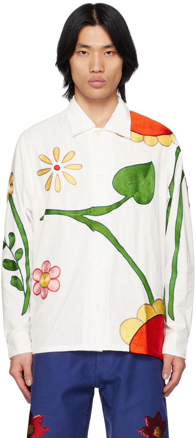Sky High Farm Workwear White Flower Shirt Sky High Farm Workwear