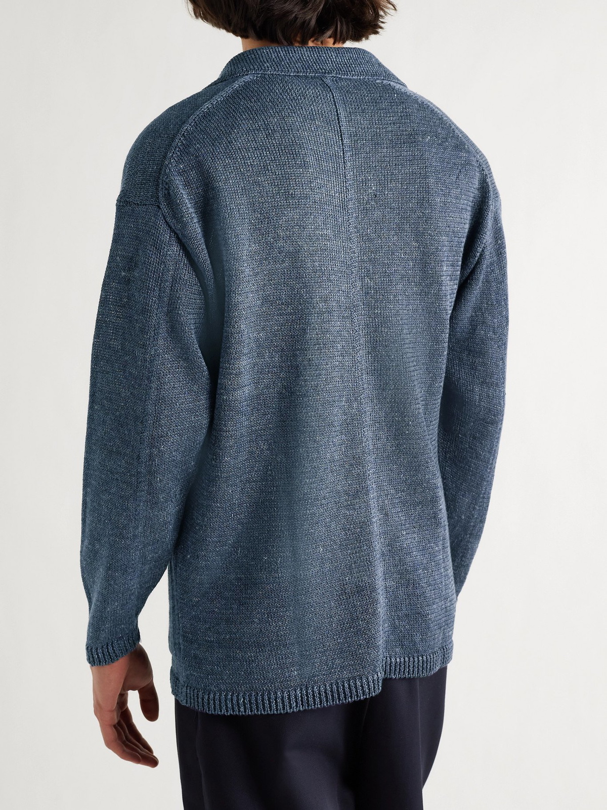 INIS MEÁIN - Relaxed Mélange Linen Cardigan - Blue Inis Meáin