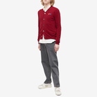 Comme des Garçons Play Men's Double Heart Cardigan in Burgundy