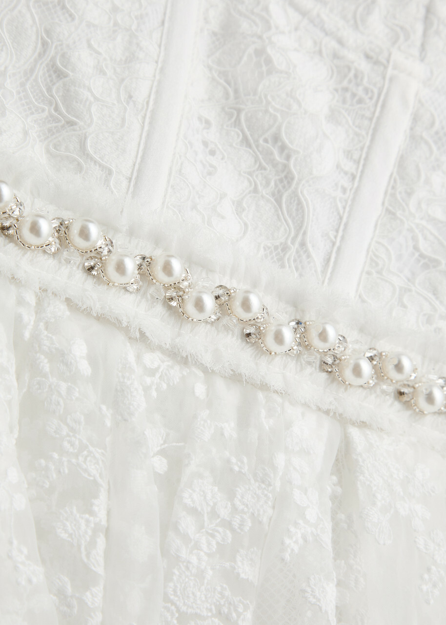 Alice + Olivia Hope Embellished Lace Mini Dress Off White Alice + Olivia Alice + Olivia Hope Embellished Lace Mini Dress Off White Alice + Olivia