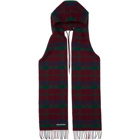 Balenciaga Red Tartan Check Hoodie Scarf