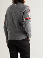 THOM BROWNE - Striped Wool and Mohair-Blend Sweater - Gray