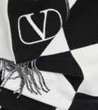 Valentino Exchess jacquard wool and cashmere scarf