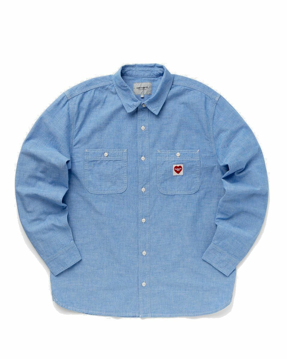 Photo: Carhartt Wip L/S Clink Heart Shirt Blue - Mens - Longsleeves