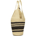 ANINE BING Off-White & Brown Leah Stripes Raffia Bag