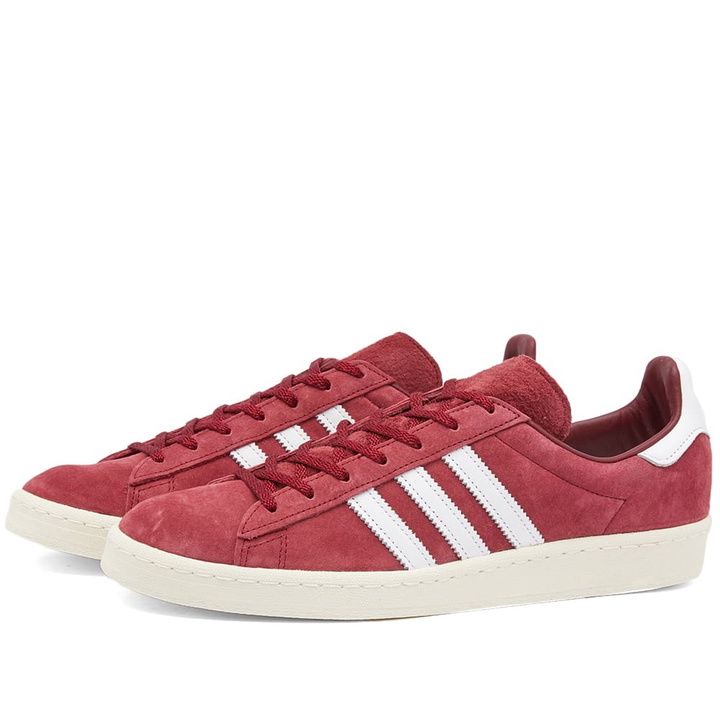 Photo: Adidas Men's Campus 80s OG Sneakers in Burgundy/White/Off White