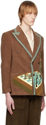 KidSuper Brown Chess Not Checkers Blazer