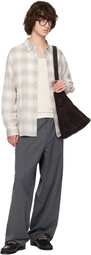 Solid Homme Yellow & Gray Wool Cotton Check Shirt