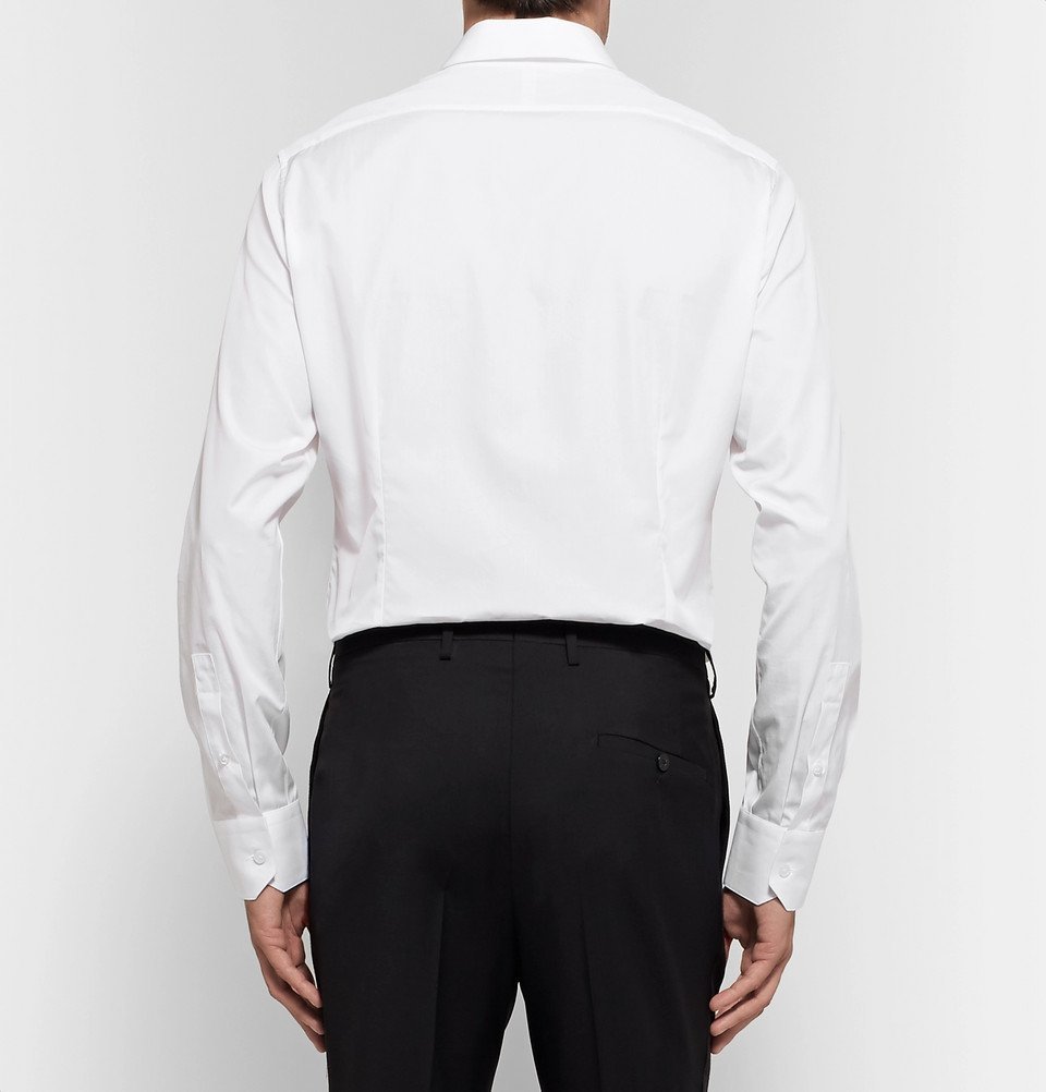 Lanvin - White Slim-Fit Bib-Front Satin-Trimmed Cotton-Poplin Tuxedo Shirt - Men - White
