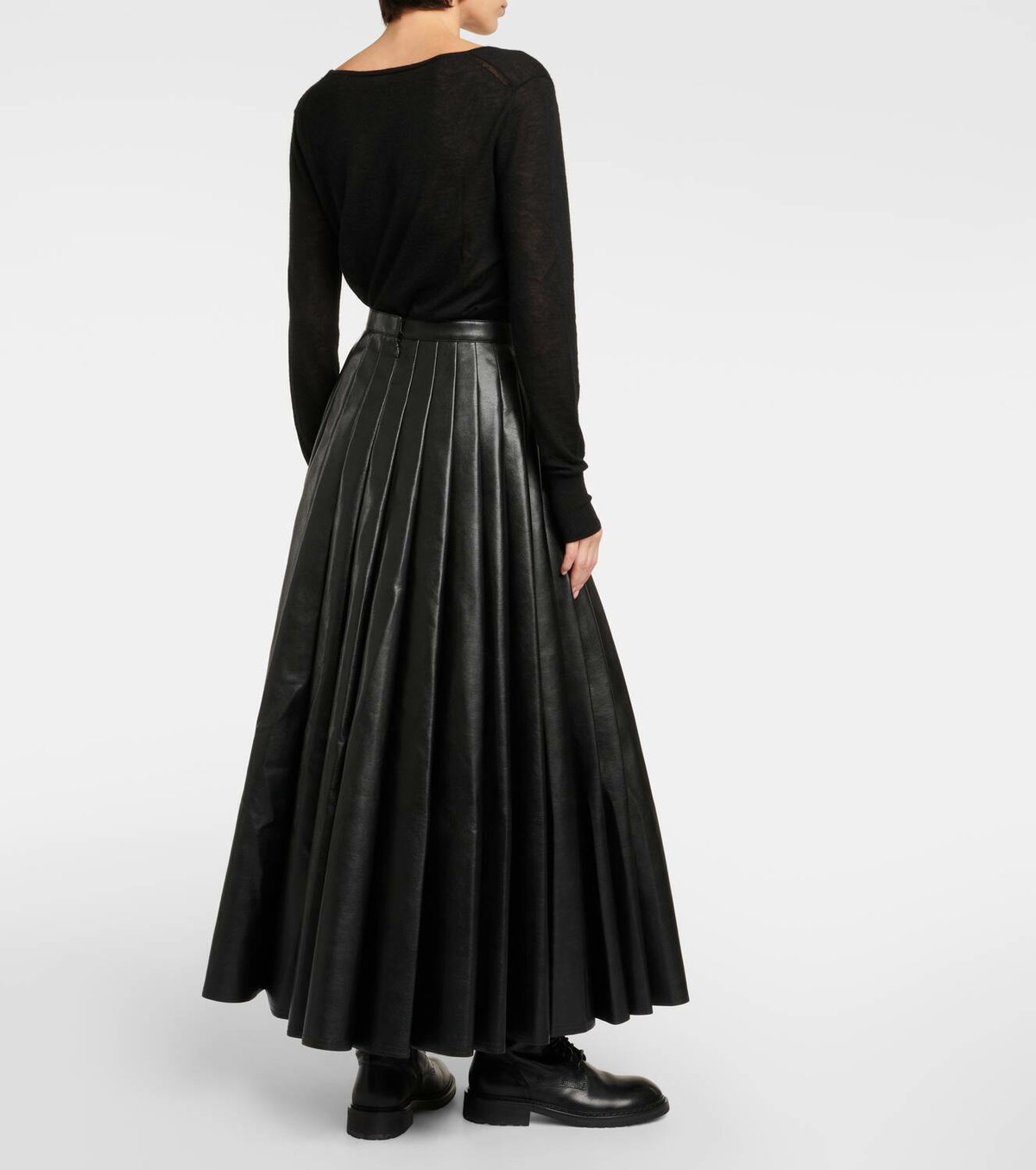 Junya Watanabe Pleated faux leather midi skirt Junya Watanabe