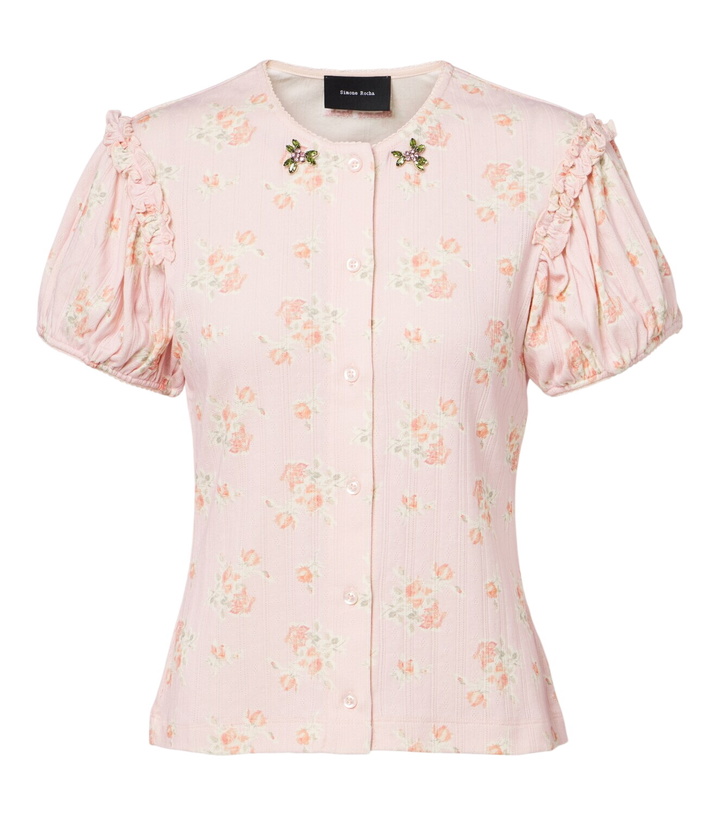 Photo: Simone Rocha Crystal-embellished floral cotton cardigan