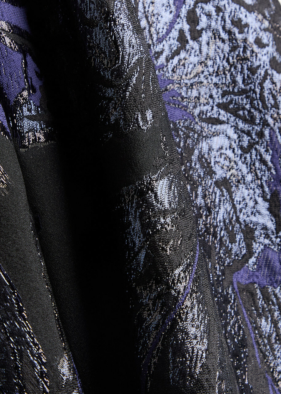 Talbot Runhof Floral-jacquard Woven Gown Navy