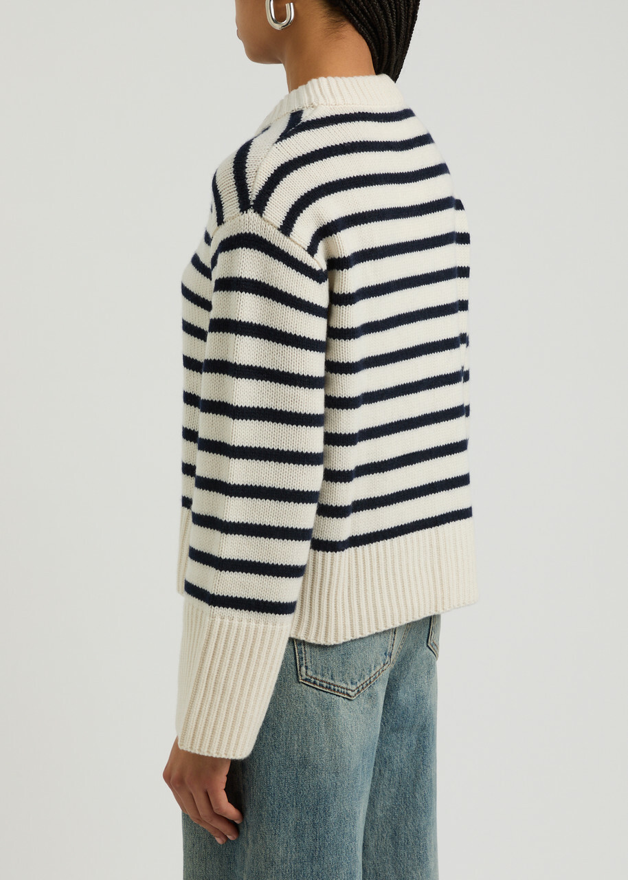 Lisa Yang Sony Striped-intarsia Cashmere Jumper Cream