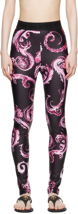 Photo: Versace Jeans Couture Black & Pink Chromo Couture Leggings
